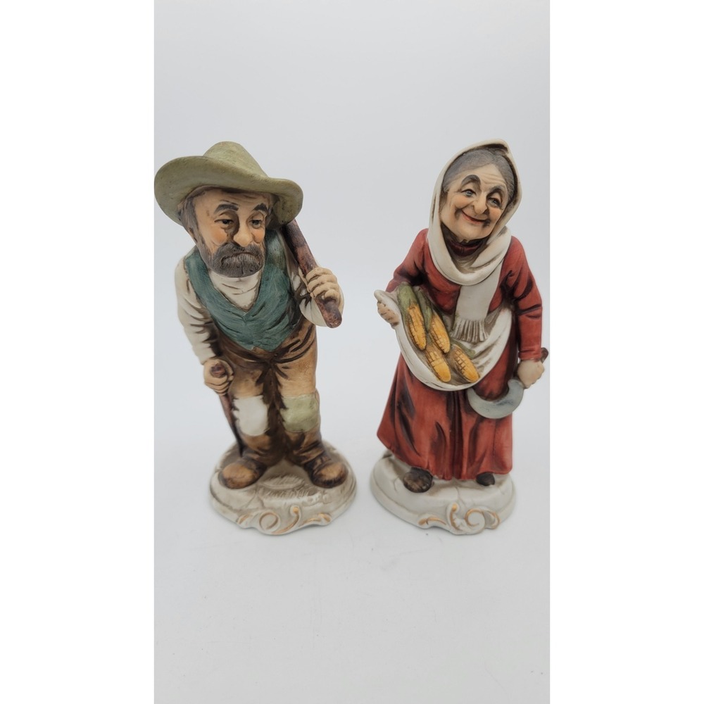 Vintage‎ Napcoware D'Arte Porcelain Old Man & Lady Figurines Cottagecore Decor